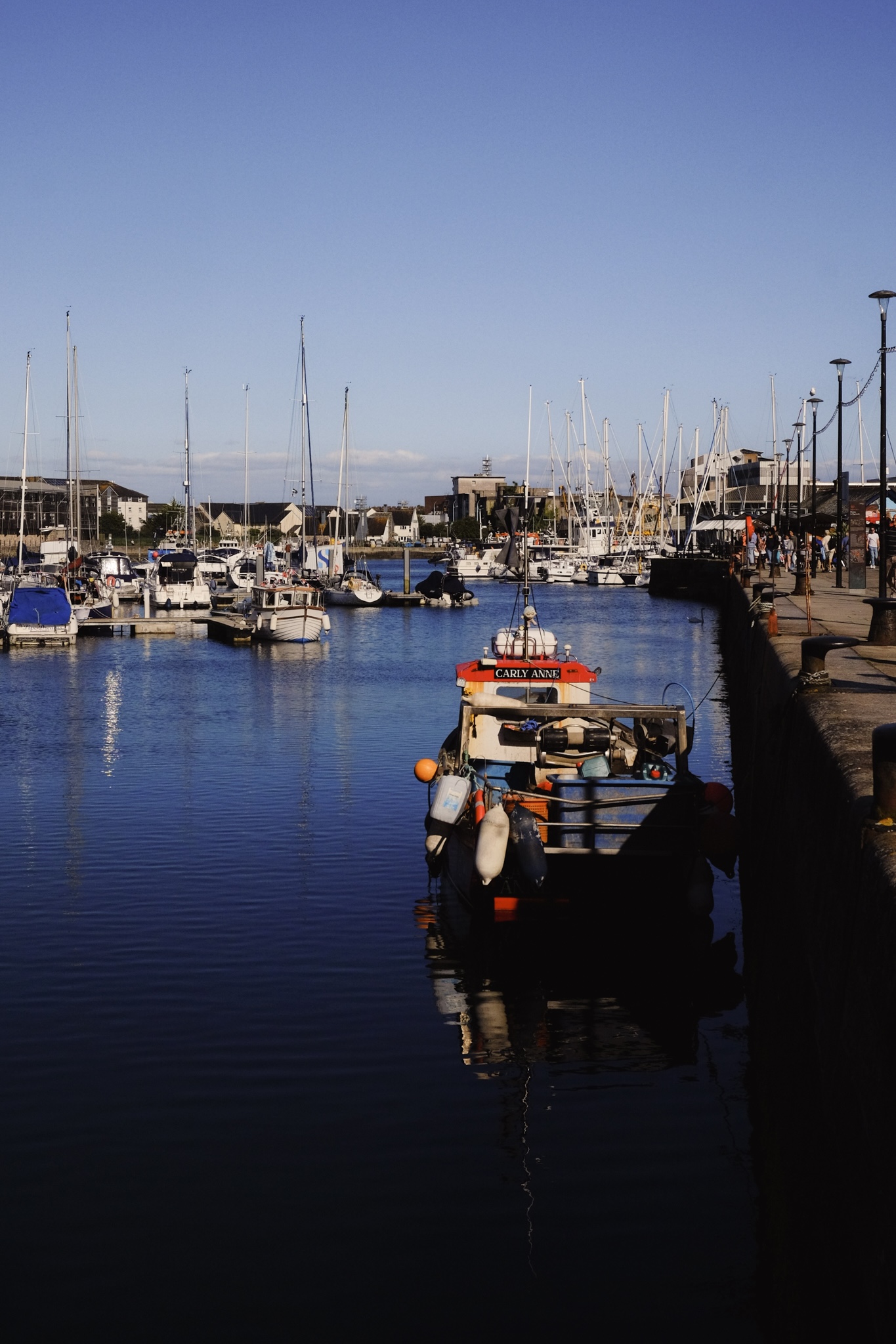 The Carly Anne fishing boat moored at the waterfront in Plymouth